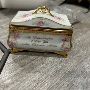 The Bradford Exchange Porcelain Music Box with Gold and Pink Accents